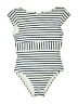 J.Crew Stripes Ivory One Piece Swimsuit Size 8 - photo 1