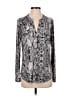 INC International Concepts Animal Print Silver Long Sleeve Blouse Size M - photo 1