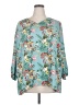 Mario Serrani 100% Polyester Floral Teal 3/4 Sleeve Blouse Size 2X - photo 1