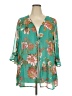 Xhilaration 100% Polyester Floral Teal 3/4 Sleeve Blouse Size XXL - photo 1