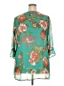 Xhilaration 100% Polyester Floral Teal 3/4 Sleeve Blouse Size XXL - photo 2