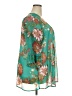 Xhilaration 100% Polyester Floral Teal 3/4 Sleeve Blouse Size XXL - photo 4