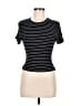 Rag & Bone Stripes Black Short Sleeve Turtleneck Size M - photo 1
