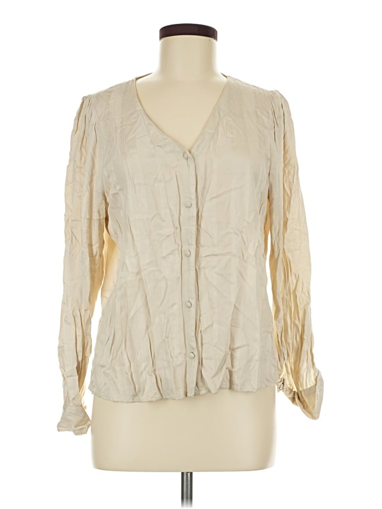 Pre-owned Aware Long Sleeve Blouse In Ivory