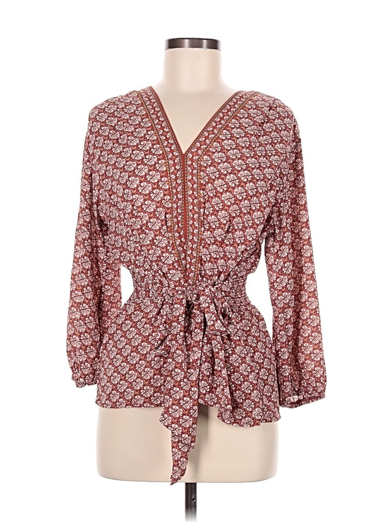 Max Studio 3/4 Sleeve Blouse In Burgundy