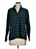 Eberjey 100% Cotton Plaid Green Long Sleeve Button-Down Shirt Size M - photo 1