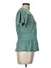 Deletta 100% Cotton Teal Short Sleeve Top Size L - photo 4