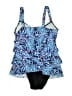 Croft & Barrow Print Blue One Piece Swimsuit Size 10 - photo 2