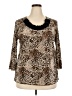 Brittany Black 100% Polyester Brown 3/4 Sleeve Blouse Size 2X - photo 1