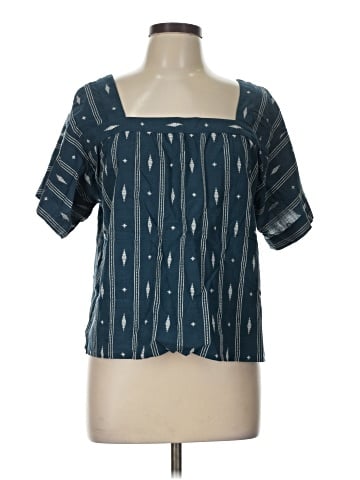 Madewell Square-Neck Short-Sleeve Top in Jacquard (view 1)
