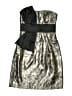 Phoebe Couture 100% Polyester Metallic Silver Gold Cocktail Dress Size 0 - photo 1