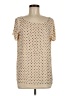 Milly 100% Silk Tan Short Sleeve Silk Top Size 8 - photo 1