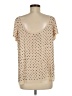 Milly 100% Silk Tan Short Sleeve Silk Top Size 8 - photo 2