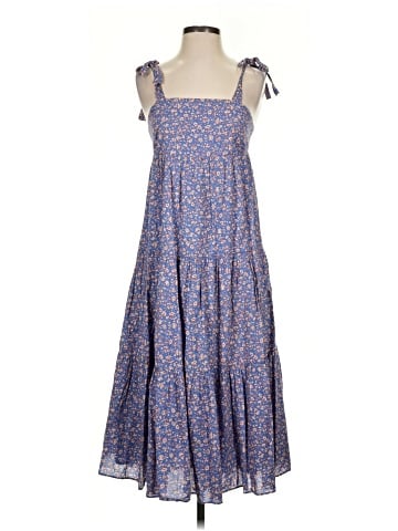 Madewell Petite Tie-Strap Tiered Midi Dress in Summer Vines (view 1)