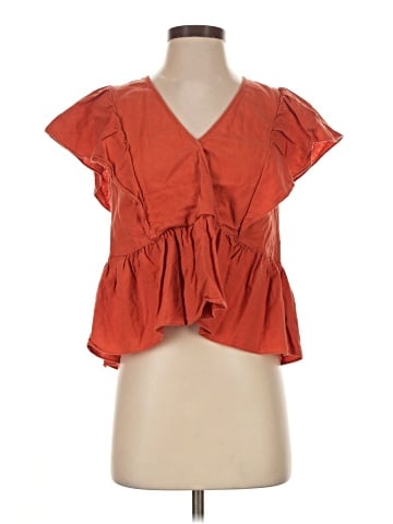 Madewell Linen-Blend Flutter-Sleeve Peplum Top (view 1)