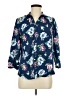 Tantrums Floral Blue 3/4 Sleeve Button-Down Shirt Size M - photo 1