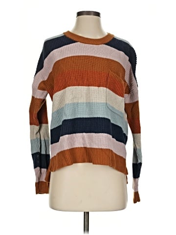 Madewell Thompson Pocket Pullover Sweater in Rainbow Stripe (view 1)
