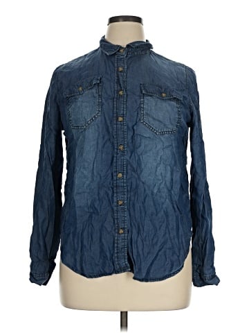 Wet Seal Long Sleeve Button-Down Shirt (view 1)