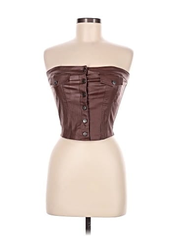 Chocolate Sleeveless Button-Down Shirt (view 1)