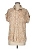 En Creme 100% Viscose Animal Print Tan Short Sleeve Blouse Size M - photo 1