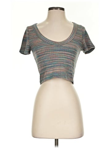 Madewell Ribbed V-Neck Crop Tee in Space-Dye (view 1)