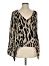 Parker 100% Silk Animal Print Tan Long Sleeve Silk Top Size XS - photo 1