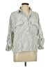Max Studio Stripes Ivory 3/4 Sleeve Button-Down Shirt Size L - photo 1