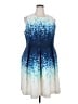 Carmen Marc Valvo Print Blue Cocktail Dress Size 18 - photo 1