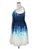 Carmen Marc Valvo Print Blue Cocktail Dress Size 18 - photo 5
