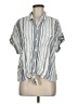 BeachLunchLounge Stripes Silver Short Sleeve Blouse Size M - photo 1