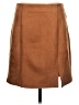 Mittoshop Solid Brown Faux Leather Skirt Size L - photo 1