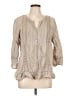 Dylan 100% Cotton Tan 3/4 Sleeve Blouse Size L - photo 1