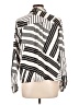 Timing 100% Polyester Stripes Silver Long Sleeve Blouse Size L - photo 2