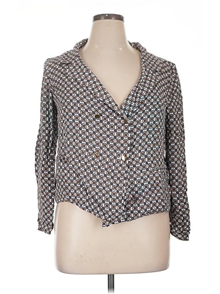 Pre-owned Leith 3/4 Sleeve Blouse In Gray