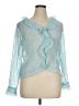 Boston Proper 100% Polyester Teal Blue Long Sleeve Blouse Size 16 - photo 1
