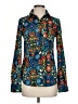 Merona 100% Polyester Floral Blue Long Sleeve Blouse Size XS - photo 1