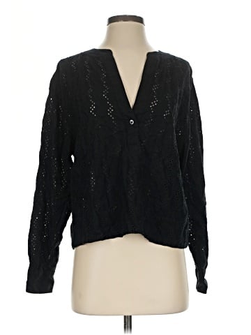 Madewell Long-Sleeve Popover Top in Eyelet (view 1)
