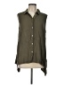 Fever 100% Rayon Green Sleeveless Button-Down Shirt Size L - photo 1