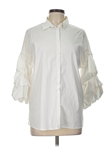 Zara 3/4 Sleeve Button-Down Shirt (view 1)