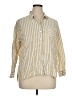 J.Jill 100% Linen Stripes Tan Yellow Long Sleeve Button-Down Shirt Size XL Petite - photo 1
