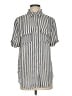 Böhme 100% Polyester Stripes Gray Short Sleeve Blouse Size S - photo 1