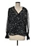 INC International Concepts 100% Polyester Black 3/4 Sleeve Blouse Size M - photo 1