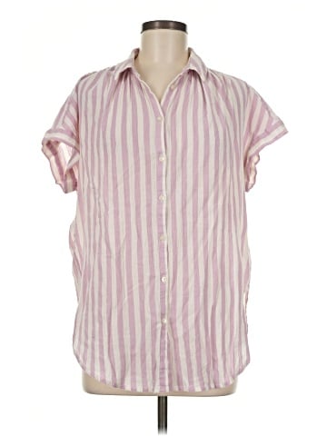 Madewell Central Tunic Shirt in Lavender Stripe (view 1)