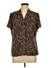 212 Collection 100% Polyester Animal Print Brown Short Sleeve Blouse Size L - photo 1