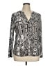 INC International Concepts Animal Print Silver Long Sleeve Blouse Size XL - photo 1