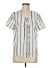 Storee 100% Polyester Stripes Gray Short Sleeve Blouse Size M - photo 1
