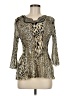 Alberto Makali 100% Polyester Animal Print Tan 3/4 Sleeve Blouse Size M - photo 1