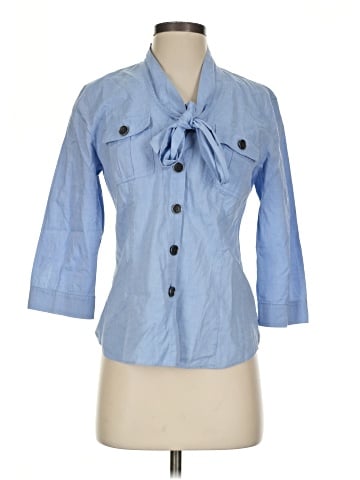 Lafayette 148 New York 3/4 Sleeve Button-Down Shirt (view 1)