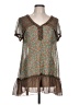 confess 100% Polyester Brown Short Sleeve Blouse Size L - photo 1