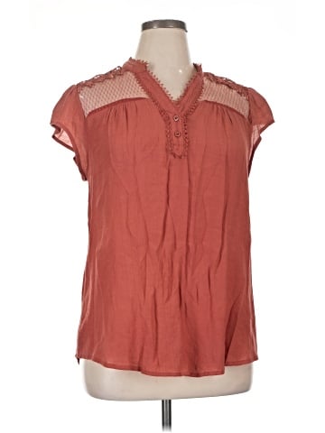 Peach Short Sleeve Blouse (view 1)